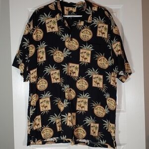 Newport Blue Hawaiian Style Short Sleeve Button Up Casual Bright Shirt Size L